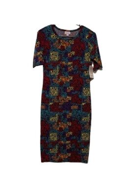 LuLaRoe Julia Form Fitting Abstract Design Midi Dress Size XS